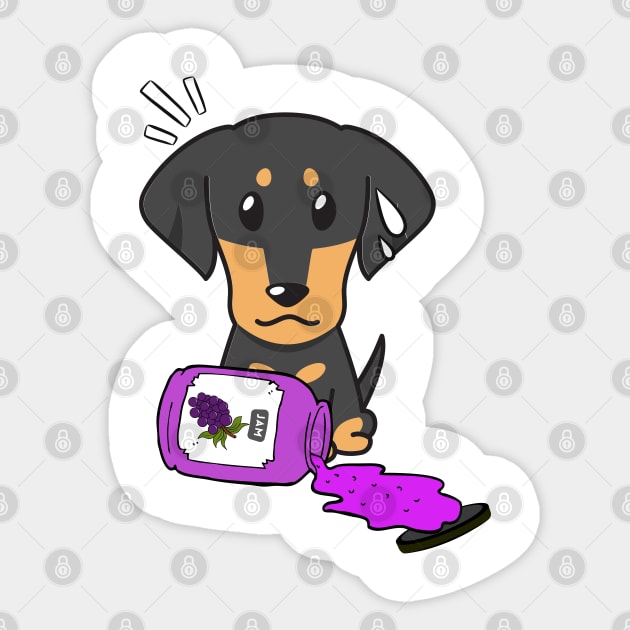 Naughty Dachshund Spills a jar of grape jam! Sticker by Pet Station